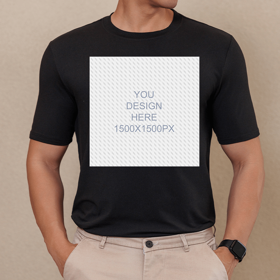 Double-sided Print 180gCotton Men Crew Neck Short Sleeve T-Shirt -Heat Transfer-Platform Label
