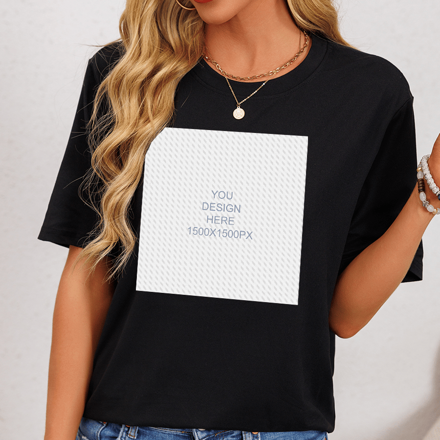 180gCotton Women Crew Neck Short Sleeve T-Shirt -Heat Transfer-Platform Label